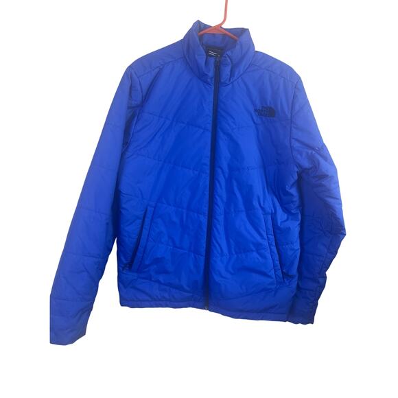 The North Face Men’ Royal Blue Long Sleeve Mock Neck Full-Zip Puffer Jacket M W - Picture 1 of 6